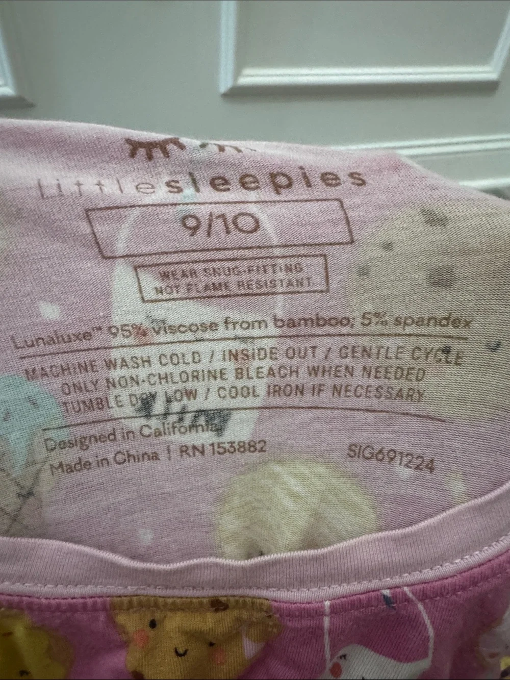 Little Sleepies Pink Milk & Cookie Print Pajama Set 9/10